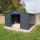 Metalowy domek narzędziowy FIRST 3,3x3,7m szary antracytowy + zestaw kotw mocujących - X-METAL
