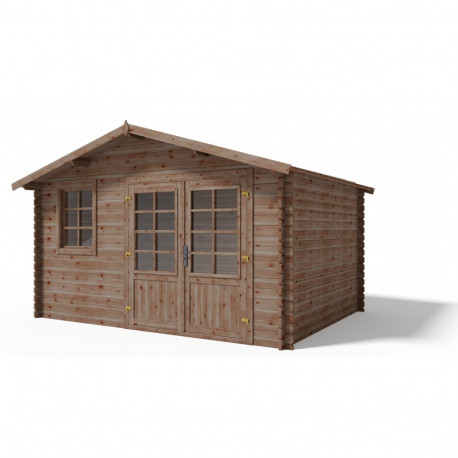 Domek ogrodowy 390x300 cm z drewna w kolorze brązowym podwójne drzwi z SZYBĄ + OSB 12 mm marki Altanka