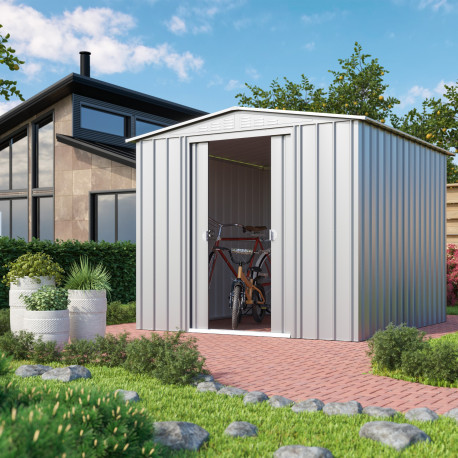 Domek ogrodowy ze stali 5,55 m² Dream szary metalik - Globel