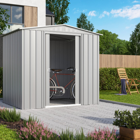 Domek ogrodowy ze stali 4,1 m² Tower szary metalik - Globel