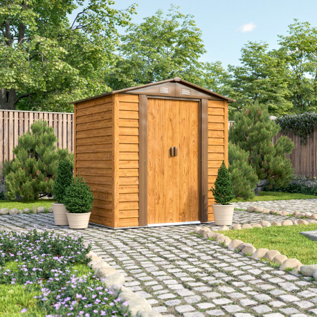 Domek ogrodowy ze stali ocynkowanej 4,03m²- imitacja drewna Frankfurt 2- Pergart