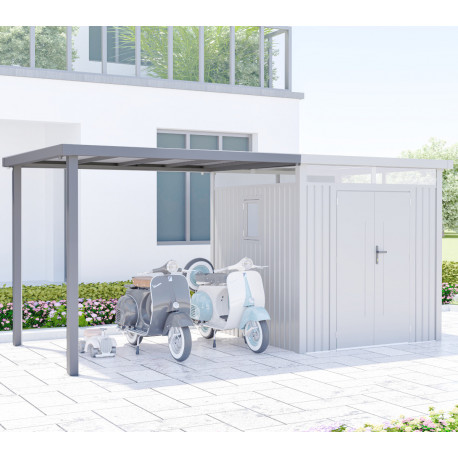 Ocynkowana wiata stalowa w kolorze szarym 275x230cm do domku KOSTO 5,29m² lub 6,76m² - X-METAL