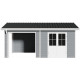 Domek ogrodowy + taras z drewna kompozytowego 28 mm jasnoszary 15 m² PREMIUM - Woodlife Garden