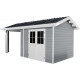 Domek ogrodowy + taras z drewna kompozytowego 28 mm jasnoszary 15 m² PREMIUM - Woodlife Garden