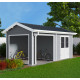 Domek ogrodowy + taras z drewna kompozytowego 28 mm jasnoszary 15 m² PREMIUM - Woodlife Garden