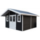Domek ogrodowy z drewna kompozytowego 28 mm w kolorze antracytowym 485x455 cm PREMIUM - Woodlife Garden