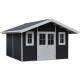Domek ogrodowy z drewna kompozytowego 28 mm w kolorze antracytowym 485x455 cm PREMIUM - Woodlife Garden