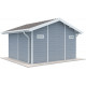 Domek ogrodowy z drewna kompozytowego 28 mm w kolorze jasnoszarym 384x384 cm PREMIUM - Woodlife
