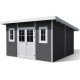 Domek z drewna kompozytowego 28 mm ciemnoszary 386x386 cm z płaskim dachem PREMIUM - Woodlife Garden