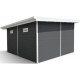 Domek z drewna kompozytowego 28 mm ciemnoszary 386x386 cm z płaskim dachem PREMIUM - Woodlife Garden