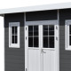 Domek z drewna kompozytowego 28 mm ciemnoszary 386x386 cm z płaskim dachem PREMIUM - Woodlife Garden