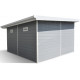 Domek ogrodowy z drewna kompozytowego 28 mm jasnoszary 386x386 cm PREMIUM dach jednospadowy - Woodlife Garden