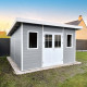 Domek ogrodowy z drewna kompozytowego 28 mm jasnoszary 386x386 cm PREMIUM dach jednospadowy - Woodlife Garden