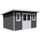 Domek z drewna kompozytowego 28 mm ciemnoszary 386x292 cm z dachem jednospadowym PREMIUM - Woodlife Garden