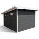 Domek z drewna kompozytowego 28 mm ciemnoszary 386x292 cm z dachem jednospadowym PREMIUM - Woodlife Garden