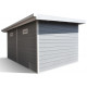 Domek z drewna kompozytowego 28 mm jasnoszary 386x292 cm z dachem jednospadowym PREMIUM - Woodlife Garden