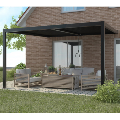 Przyścienna pergola bioklimatyczna aluminiowa 4x3m czarny grafit - X-METAL