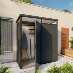 Domek ogrodowy modułowy 2x1 m antracytowy + podstawa - Everbox