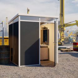 Domek ogrodowy modułowy 2x2 m antracytowy z białymi profilami + podstawa - Everbox