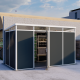 Domek ogrodowy modułowy 4x2 m antracytowy z białymi profilami + podstawa - Everbox