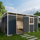 Domek ogrodowy modułowy antracytowy z białymi profilami 5x3 m + podstawa - Everbox