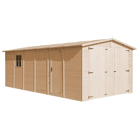 Garaż z drewna nieimpregnowanego 18 m² - baliki 17 mm - Timbela