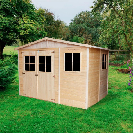 Domek ogrodowy z balików 17 mm - 303x199 cm - z podłogą - Timbela