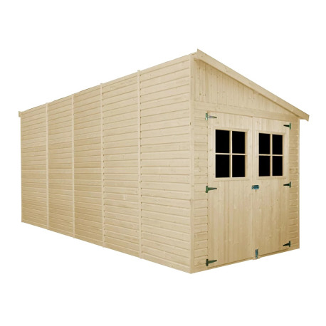 Przyścienny domek ogrodowy 10 m² - baliki 17 mm - ściana i podłoga w zestawie - Timbela
