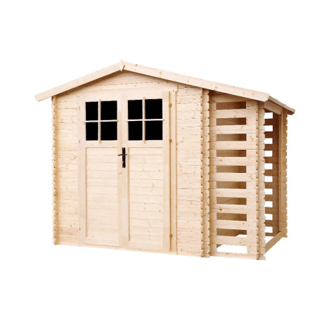 Domek ogrodowy 5 m² z drewutnią - baliki 19 mm - podłoga w zestawie - Timbela