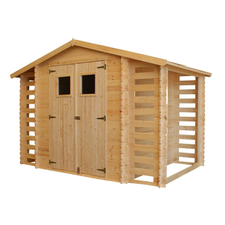 Domek ogrodowy 6 m² - 2 drewutnie - baliki 19 mm - bez podłogi - Timbela