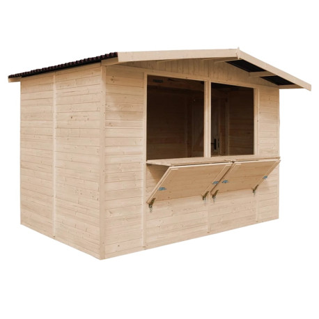 Drewniany domek handlowy 6 m² - baliki 17 mm - 2 okna - Timbela