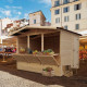 Drewniany domek handlowy 6 m² - baliki 17 mm - 3 okna - Timbela