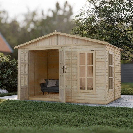 Domek ogrodowy z balików 17 mm - 303x199 cm - z podłogą - Timbela