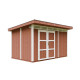 Domek ogrodowy 9 m² z nieimpregnowanego w kolorze Redwood Red - panele LP® SmartSide® - podwójne drzwi - Timbela