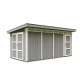 Domek ogrodowy 12 m² z nieimpregnowanego w kolorze Cavern Steel - panele LP® SmartSide® - dwoje drzwi - Timbela