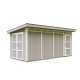 Domek ogrodowy 12 m² z nieimpregnowanego w kolorze Tundra Grey - panele LP® SmartSide® - dwoje drzwi - Timbela