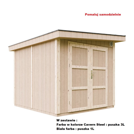 Domek ogrodowy 6 m² z nieimpregnowanego w kolorze Cavern Steel - panele LP® SmartSide® - podwójne drzwi - Timbela