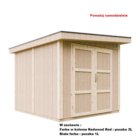 Domek ogrodowy 6 m² z nieimpregnowanego w kolorze Redwood Red - panele LP® SmartSide® - podwójne drzwi - Timbela
