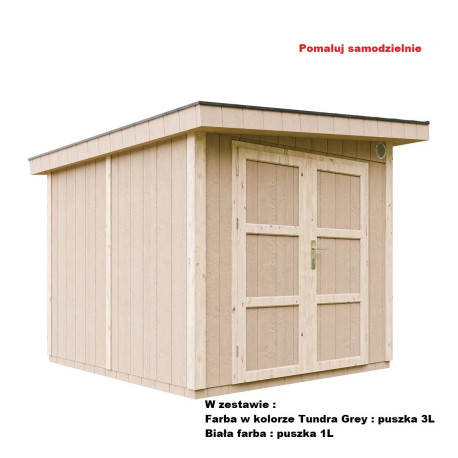 Domek ogrodowy 6 m² z nieimpregnowanego w kolorze Tundra Grey - panele LP® SmartSide® - podwójne drzwi - Timbela