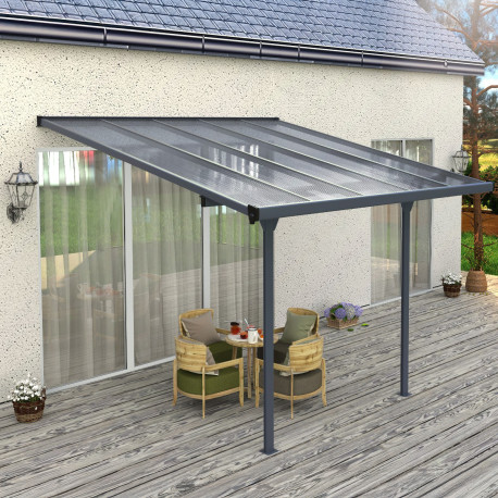 Pergola przyścienna regulowana 3,05x3,14m z aluminium w kolorze szaro-antracytowym - X-METAL