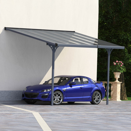 Pergola przyścienna regulowana 3,75x2,55m z aluminium w kolorze szaro-antracytowym - X-METAL