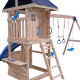 Drewniany plac zabaw MAMMOUTH z huśtawkami, trapezem gimnastycznym i zjeżdżalnią - Abracadaprout