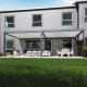 Pergola bioklimatyczna przyścienna z antracytowo-szarego aluminium – białe lamele – 4x8m Ombrea VS