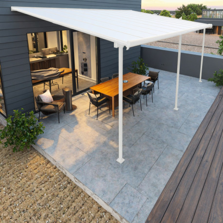 Pergola przyścienna regulowana 4x6,18m z aluminium w kolorze białym - X-METAL