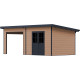 Domek ogrodowy z drewna kompozytowego + taras 28mm imitacja drewna 16,8m² PREMIUM dach jednospadowy - Woodlife Garden