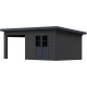Domek ogrodowy z drewna kompozytowego + taras 28mm antracytowy 16,8m² PREMIUM dach jednospadowy - Woodlife Garden