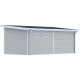 Domek ogrodowy z drewna kompozytowego + taras 28mm jasnoszary 16,8m² PREMIUM dach jednospadowy - Woodlife Garden
