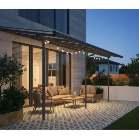 Pergola przyścienna regulowana 3,05x5,57m z aluminium w kolorze szaro-antracytowym - X-METAL