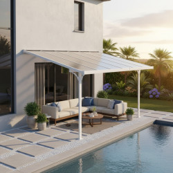 Pergola przyścienna regulowana 3,75x2,55m z aluminium w kolorze białym - X-METAL