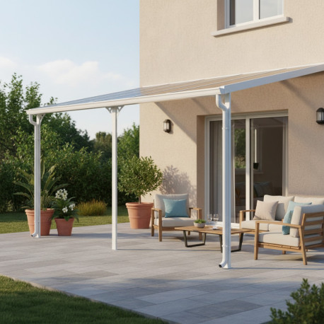 Pergola przyścienna regulowana 3,05x5,57m z aluminium w kolorze białym - X-METAL